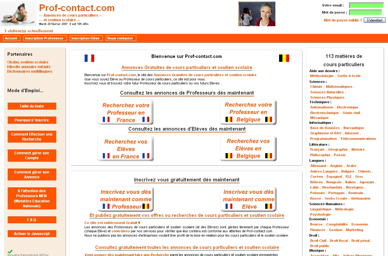 Cours particuliers, soutien scolaire